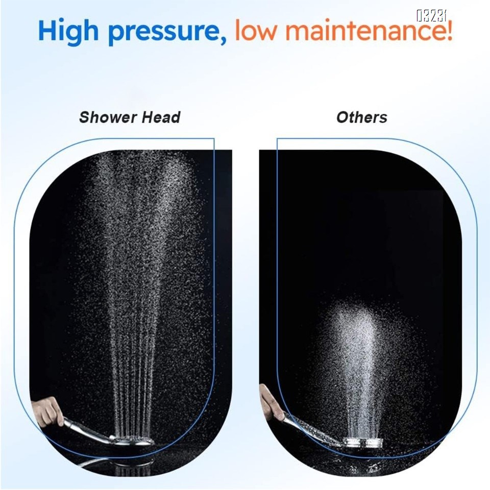 Handheld Shower Head, 9 Spray Setting High Pressure Shower Head WithBracket and Stainless Steel Hose