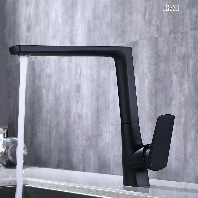 Baked Cold and hot kitchen faucet with black Brass bathroom sink faucet for home use 360 degree rotatable