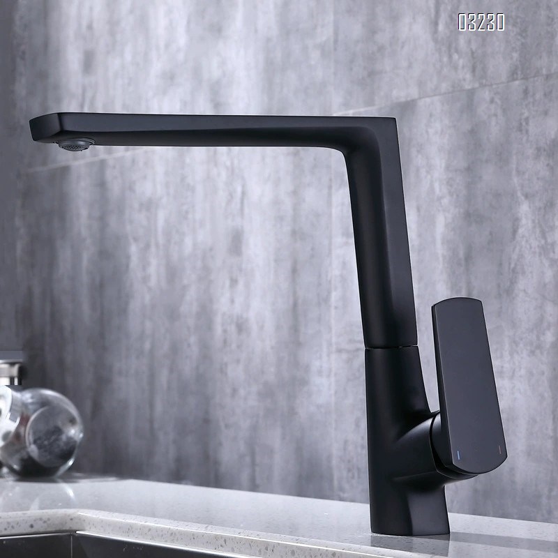 Baked Cold and hot kitchen faucet with black Brass bathroom sink faucet for home use 360 degree rotatable