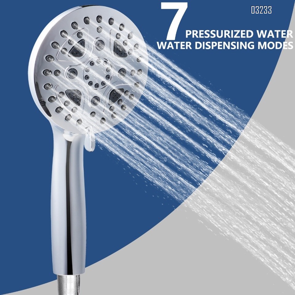 7 Spray Modes High Pressure Handheld Showerhead Set  Shower Head with Handheld Spray Premium Chrome with Bracket and Hose