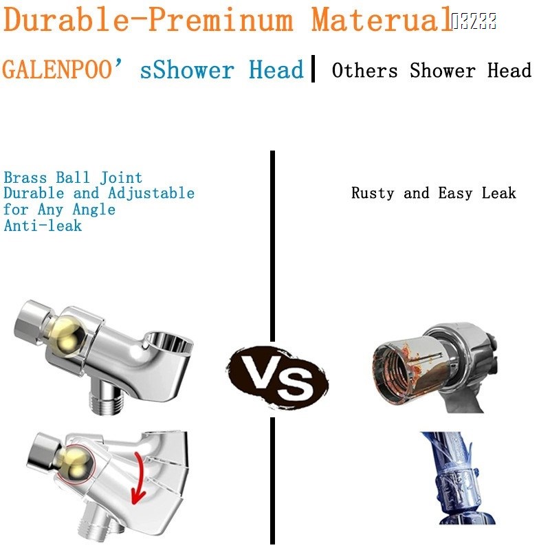 7 Spray Modes High Pressure Handheld Showerhead Set  Shower Head with Handheld Spray Premium Chrome with Bracket and Hose