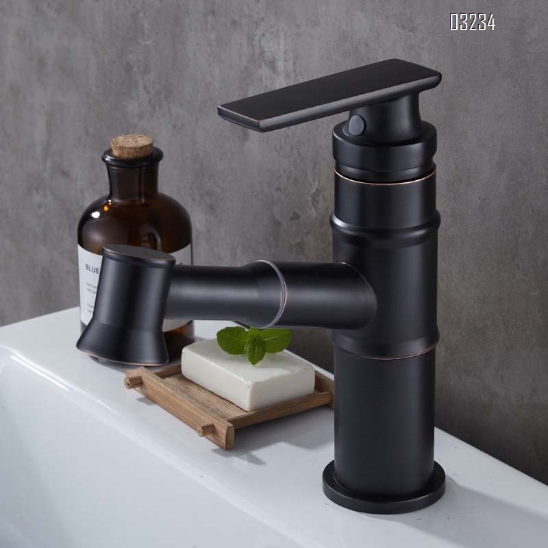 American All Brass Pull-out Black Antique Basin Faucet Bathroom sink Cold and Hot Water Single Hole Basin Faucet