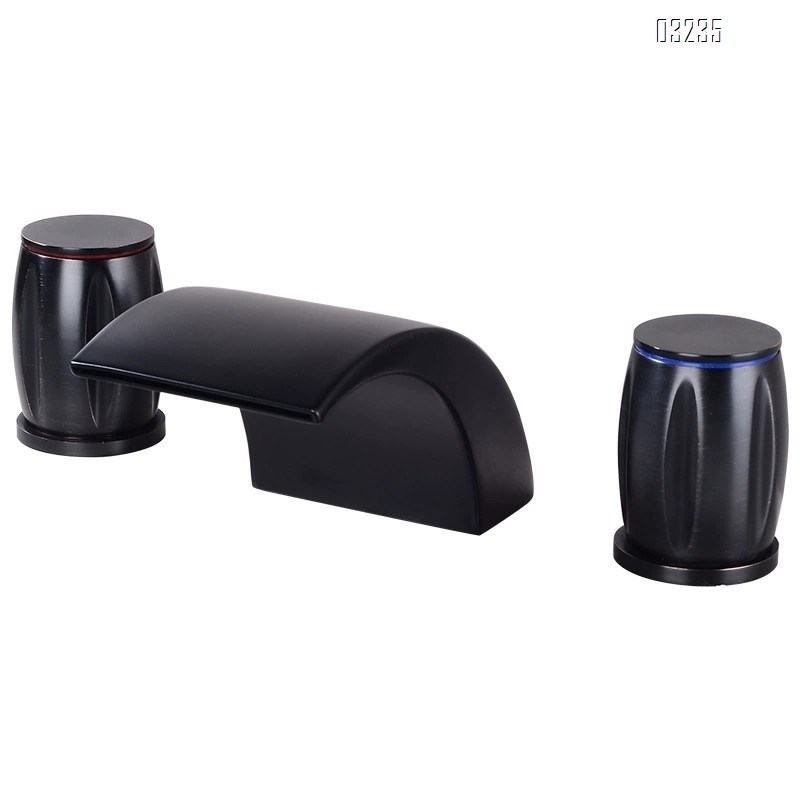 Waterfall faucet with cold and hot water all Brass bathtub and basin faucet with two handles and three holes Separate Basin Faucet
