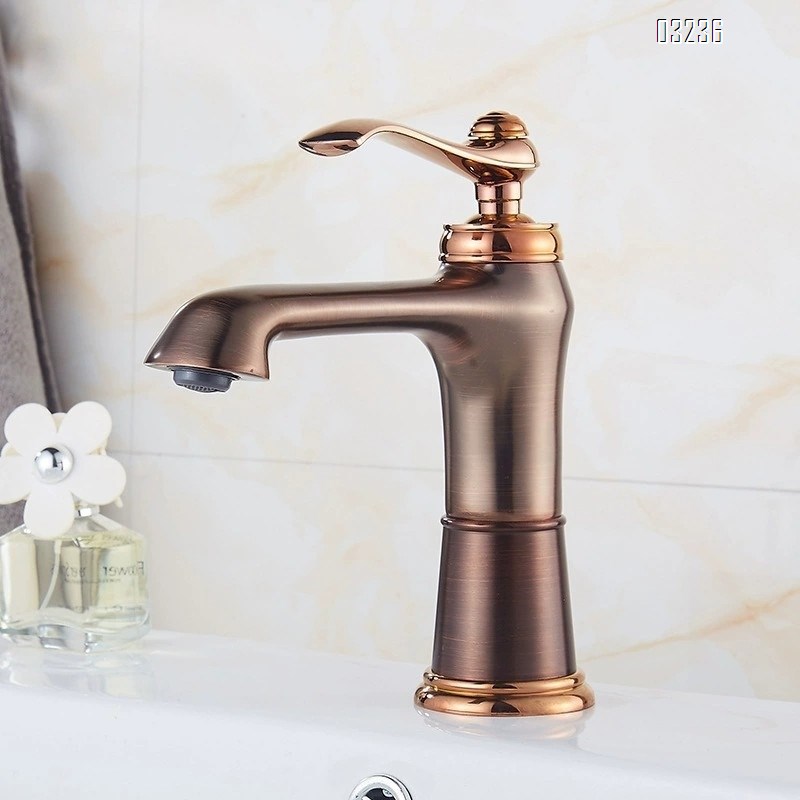 European style cold and hot basin faucet American style ORB faucet single hole rose gold basin all Brass vintage faucet