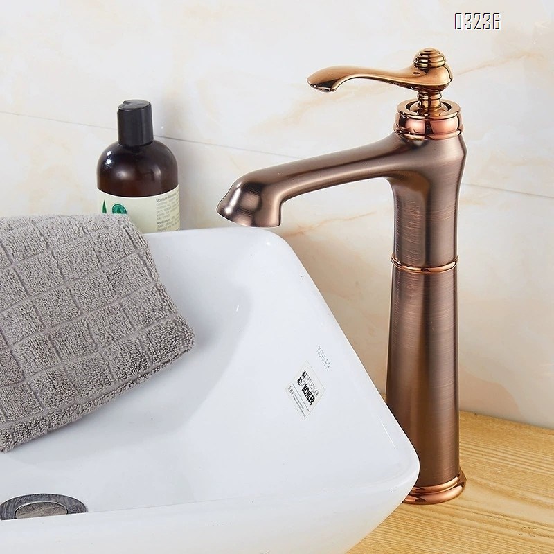 European style cold and hot basin faucet American style ORB faucet single hole rose gold basin all Brass vintage faucet