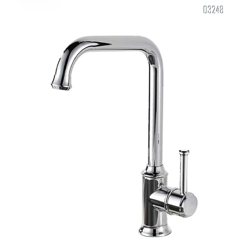 French Vintage Brass Cold and Hot Water Faucet for Home Balcony Wash Basin Single Hole Sink Kitchen Faucet