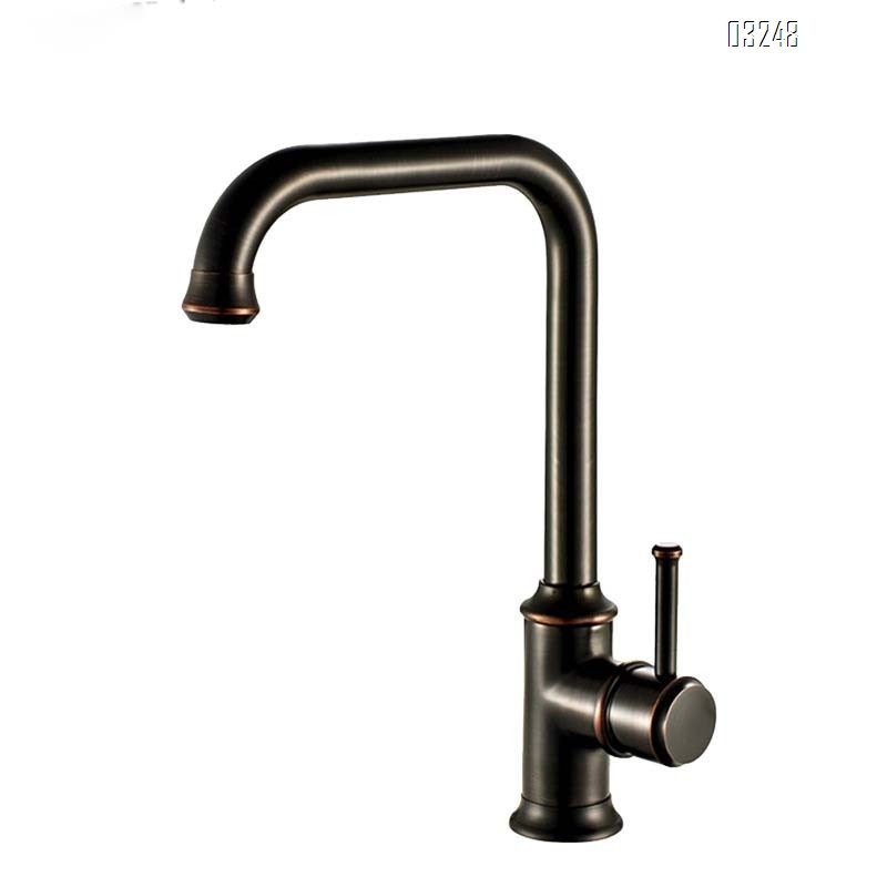 French Vintage Brass Cold and Hot Water Faucet for Home Balcony Wash Basin Single Hole Sink Kitchen Faucet