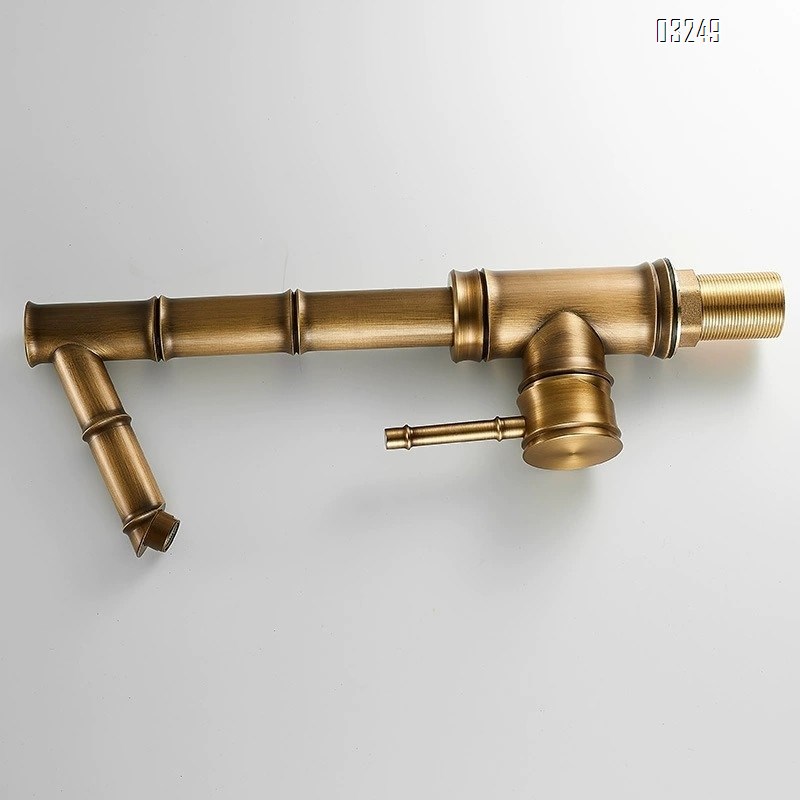 All-Brass antique-style faucet for wash basin with cold and hot water bathroom sink tap with classical bamboo design for home use