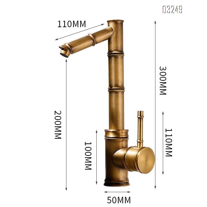 All-Brass antique-style faucet for wash basin with cold and hot water bathroom sink tap with classical bamboo design for home use