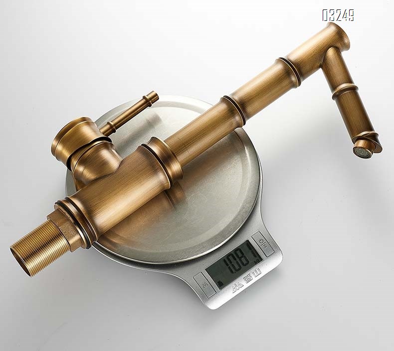 All-Brass antique-style faucet for wash basin with cold and hot water bathroom sink tap with classical bamboo design for home use