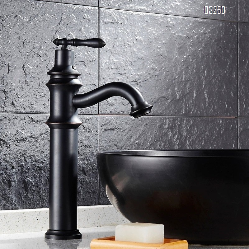 Brass Black antique European quality antique wash basin cold and hot water faucet single hole countertop basin faucet