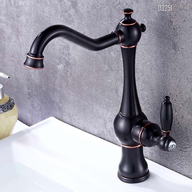 European style full Brass antique faucet with rotatable single handle multi-functional purified water faucet cold and hot mixed basin faucet