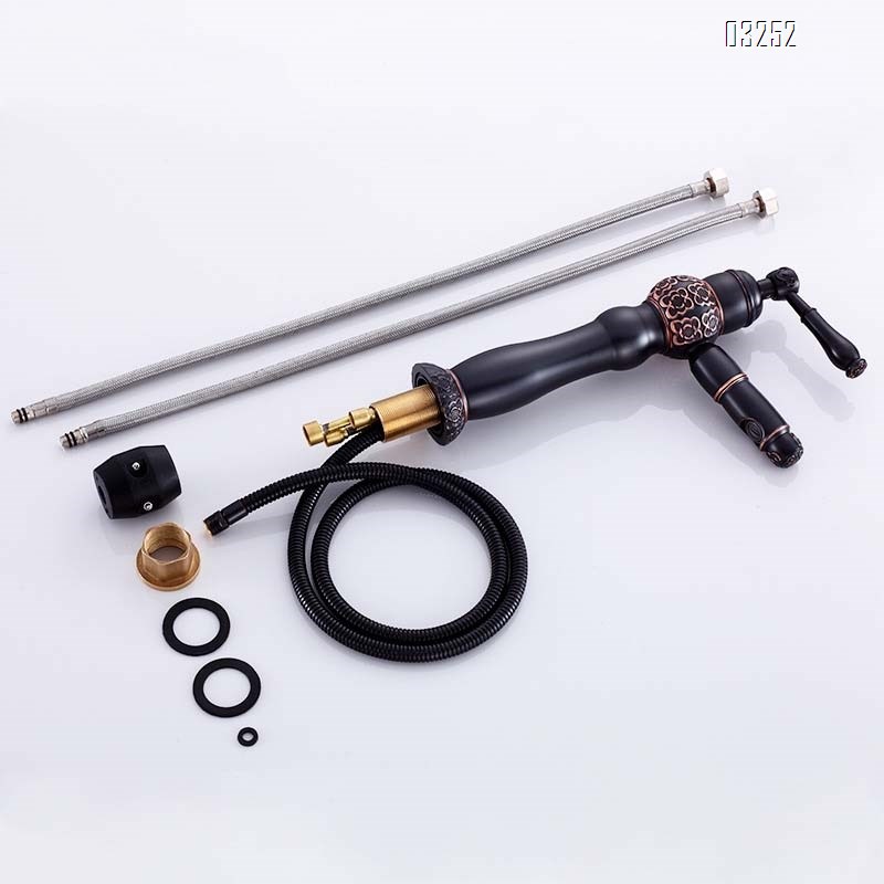 European style full Brass antique faucet with rotatable pull-out multi-functional water faucet cold and hot mixed Basin faucet
