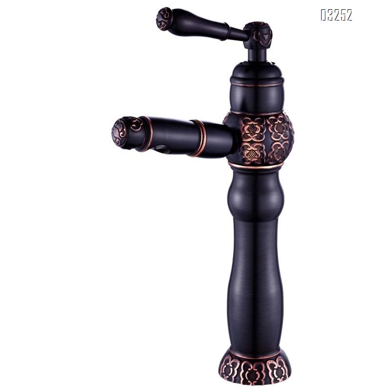 European style full Brass antique faucet with rotatable pull-out multi-functional water faucet cold and hot mixed Basin faucet