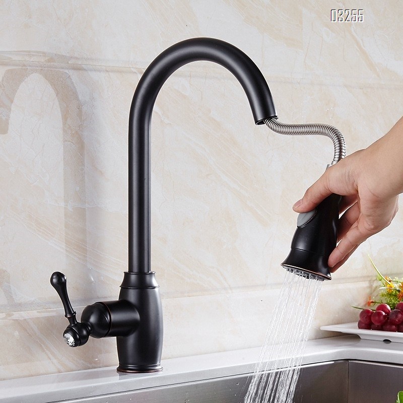 all Brass New ORB Pull-down kitchen faucets hot and cold water faucets Mixer Sink Tap Single Hole and Handle Tap
