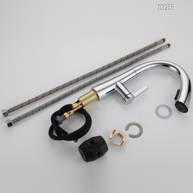 Kitchen Faucet with Pull Down Sprayer Modern Single Hole Kitchen Sink Faucet Single Handle Spotshield Stainless  for RV Basin