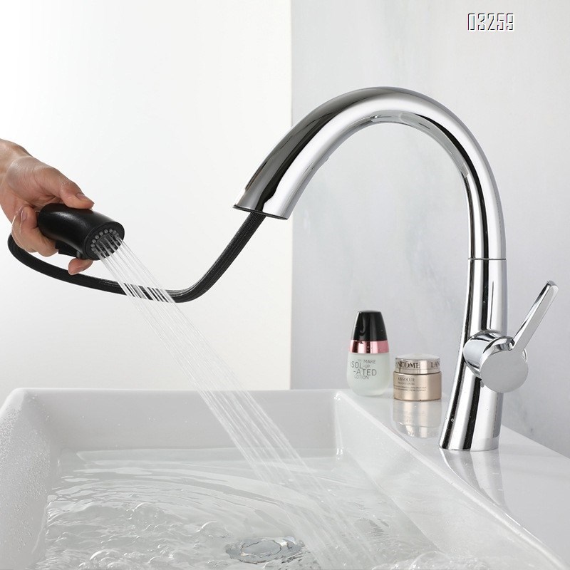 Kitchen Faucet with Pull Down Sprayer Modern Single Hole Kitchen Sink Faucet Single Handle Spotshield Stainless  for RV Basin