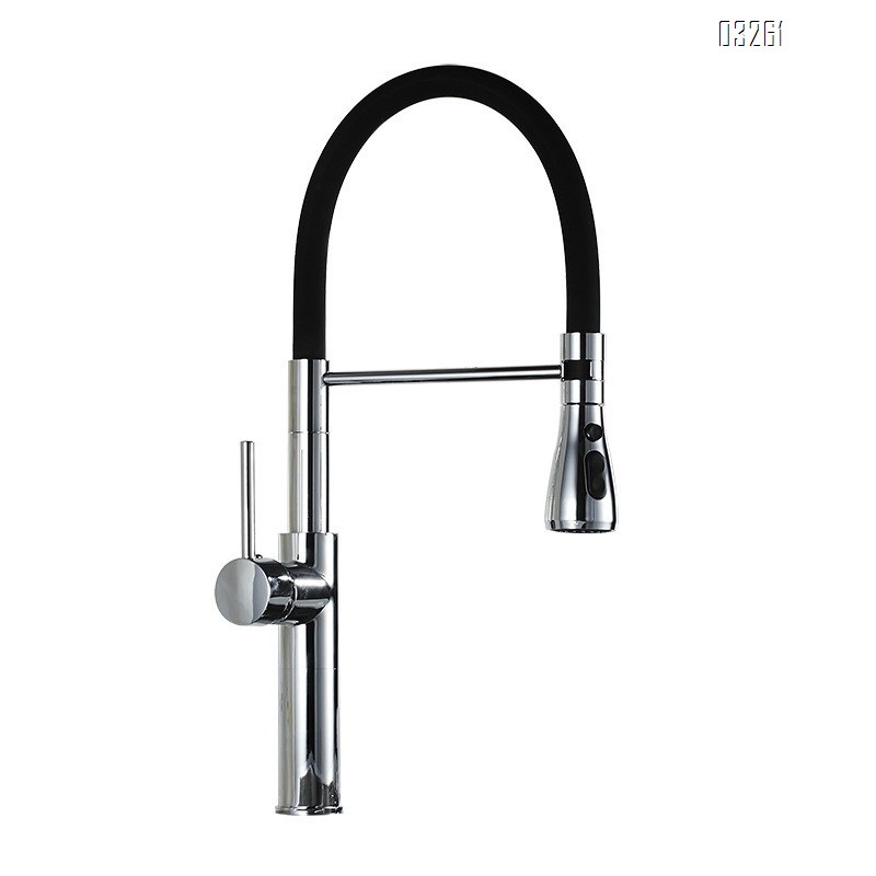 Chrome New kitchen pull-down faucet sink wash basin cold and hot Single Hole and Handle 360 degree rotating faucet
