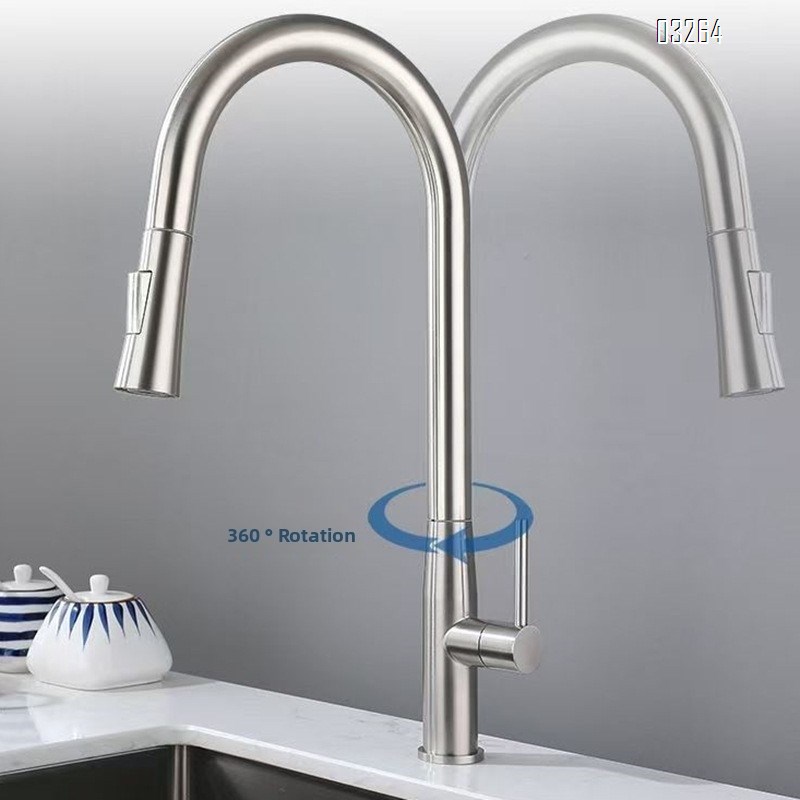 Kitchen Faucet Dual Spray Mode Spot Resist Stainless One-Handle High Arc Pulldown  with Power Clean for Farmhouse RV