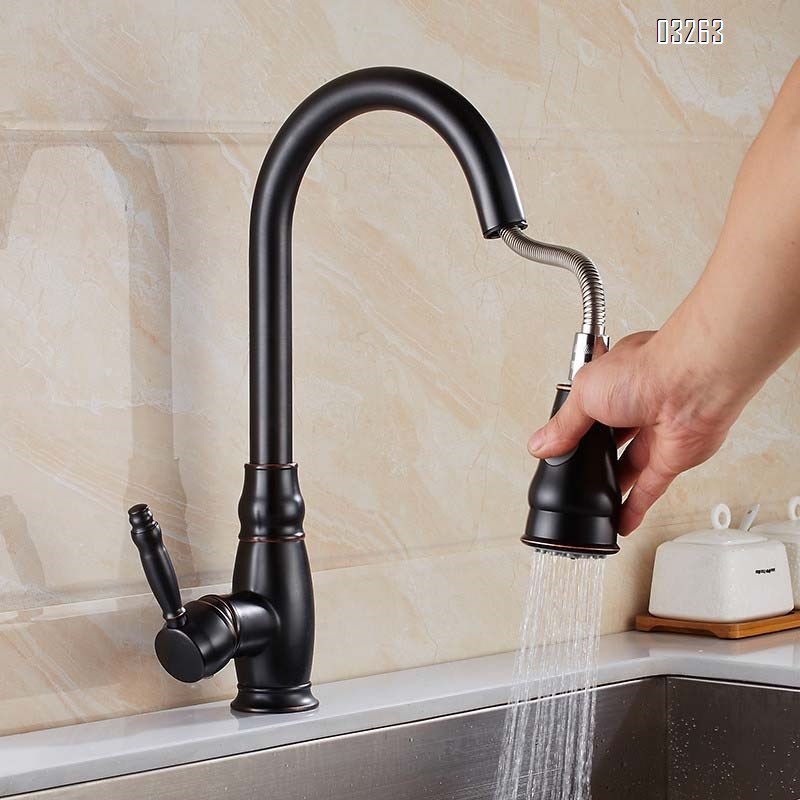 Brass New ORB Pull-down kitchen faucet hot and cold water faucet Single Hole and Handle sink Tap