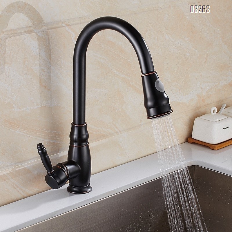 Brass New ORB Pull-down kitchen faucet hot and cold water faucet Single Hole and Handle sink Tap
