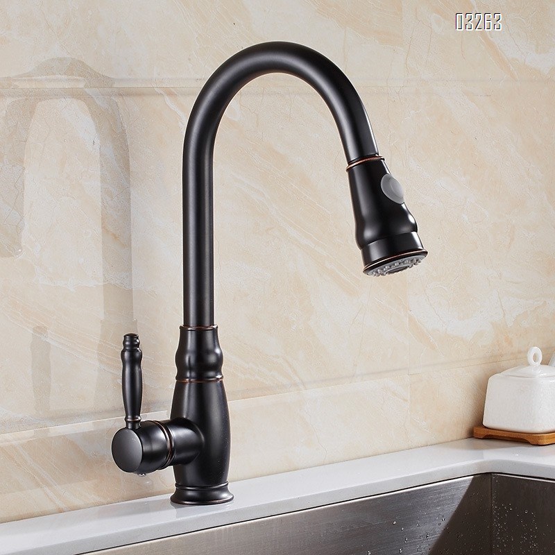 Brass New ORB Pull-down kitchen faucet hot and cold water faucet Single Hole and Handle sink Tap