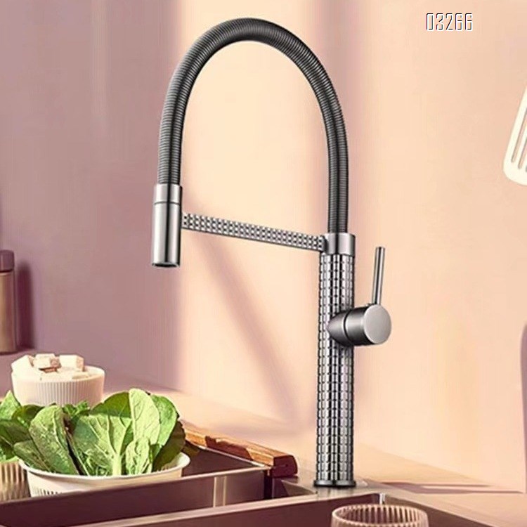 Kitchen Faucet with Pull Down Sprayer,Modern Single Hole Kitchen Sink Faucet, Single Handle, Arctic Stainless for Farmhouse RV