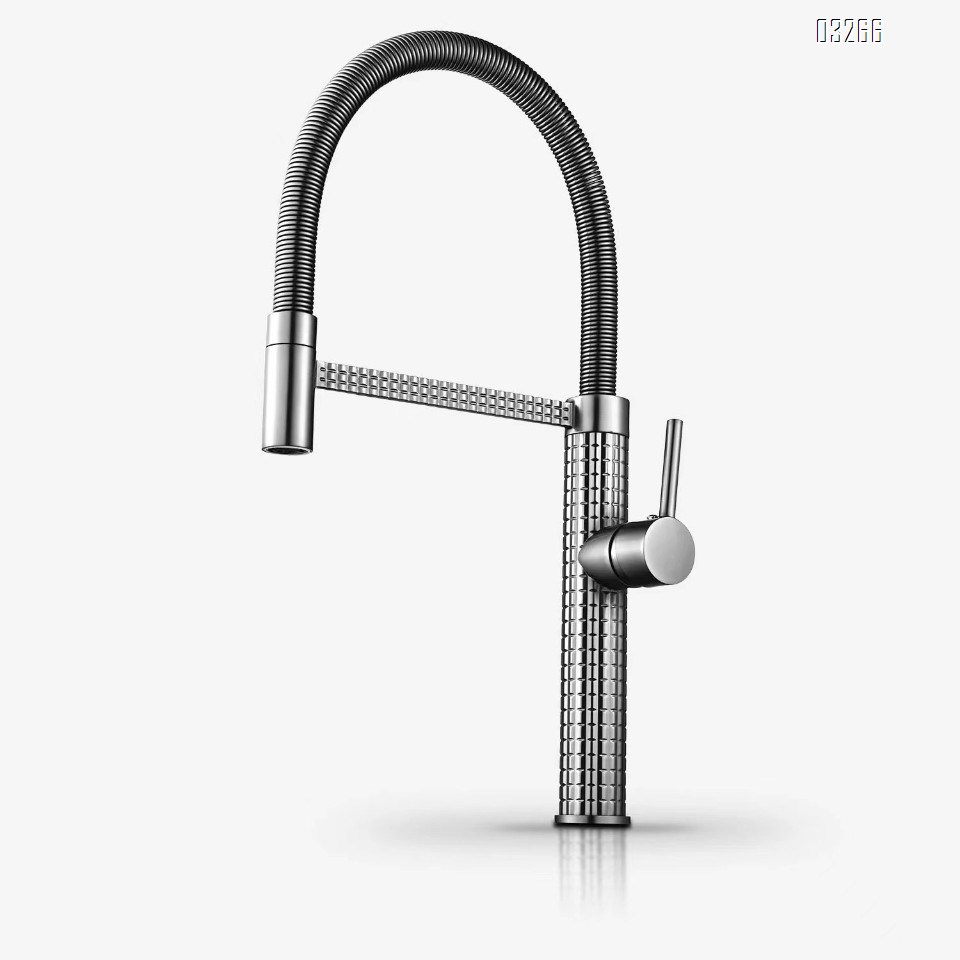 Kitchen Faucet with Pull Down Sprayer,Modern Single Hole Kitchen Sink Faucet, Single Handle, Arctic Stainless for Farmhouse RV