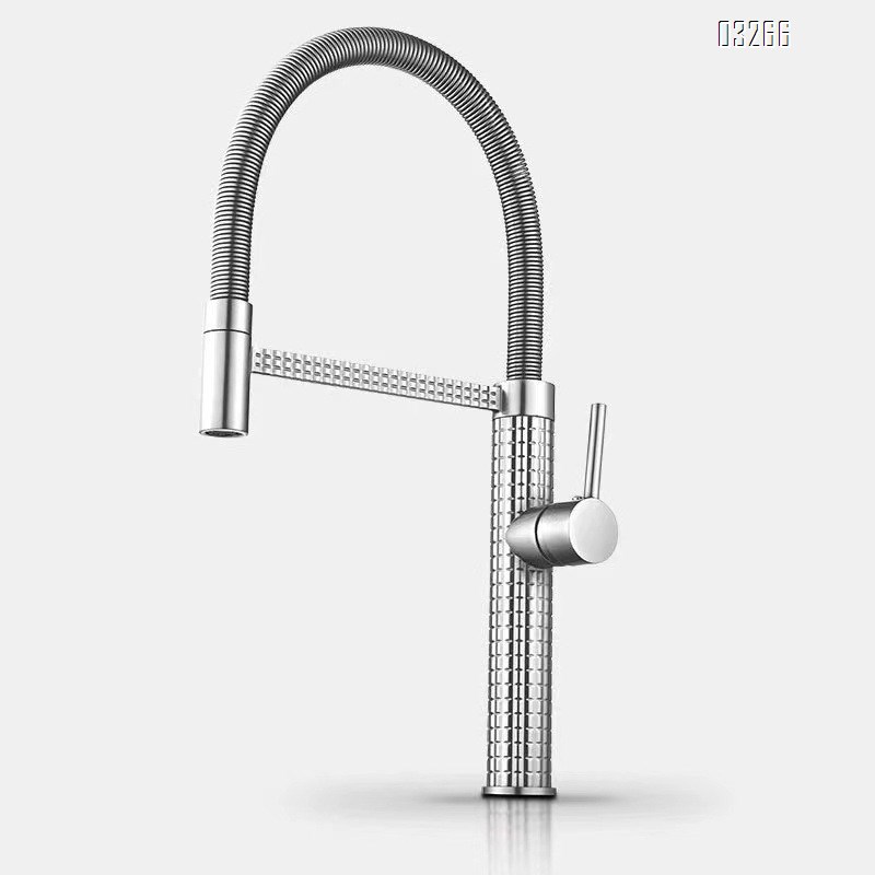 Kitchen Faucet with Pull Down Sprayer,Modern Single Hole Kitchen Sink Faucet, Single Handle, Arctic Stainless for Farmhouse RV