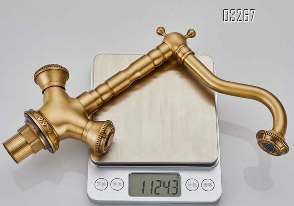 Gold European style full Brass wash basin cold and hot water faucet vintage bathroom sink single hole and handle pool faucet