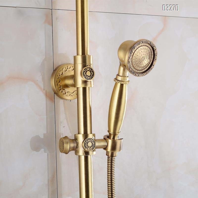 European style brass shower set American style brass craftsman carved wall-mounted rain shower big shower head
