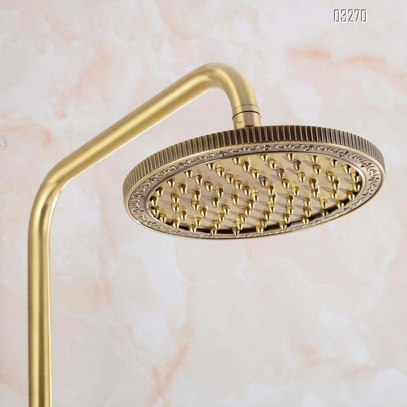 European style brass shower set American style brass craftsman carved wall-mounted rain shower big shower head