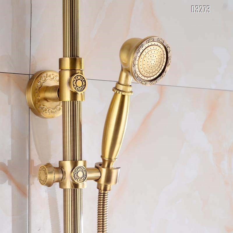 European style brass antique shower head American style brass craftsman carved shower set big shower head