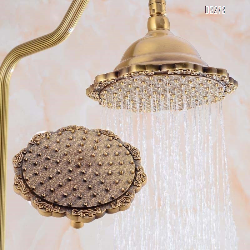 European style brass antique shower head American style brass craftsman carved shower set big shower head