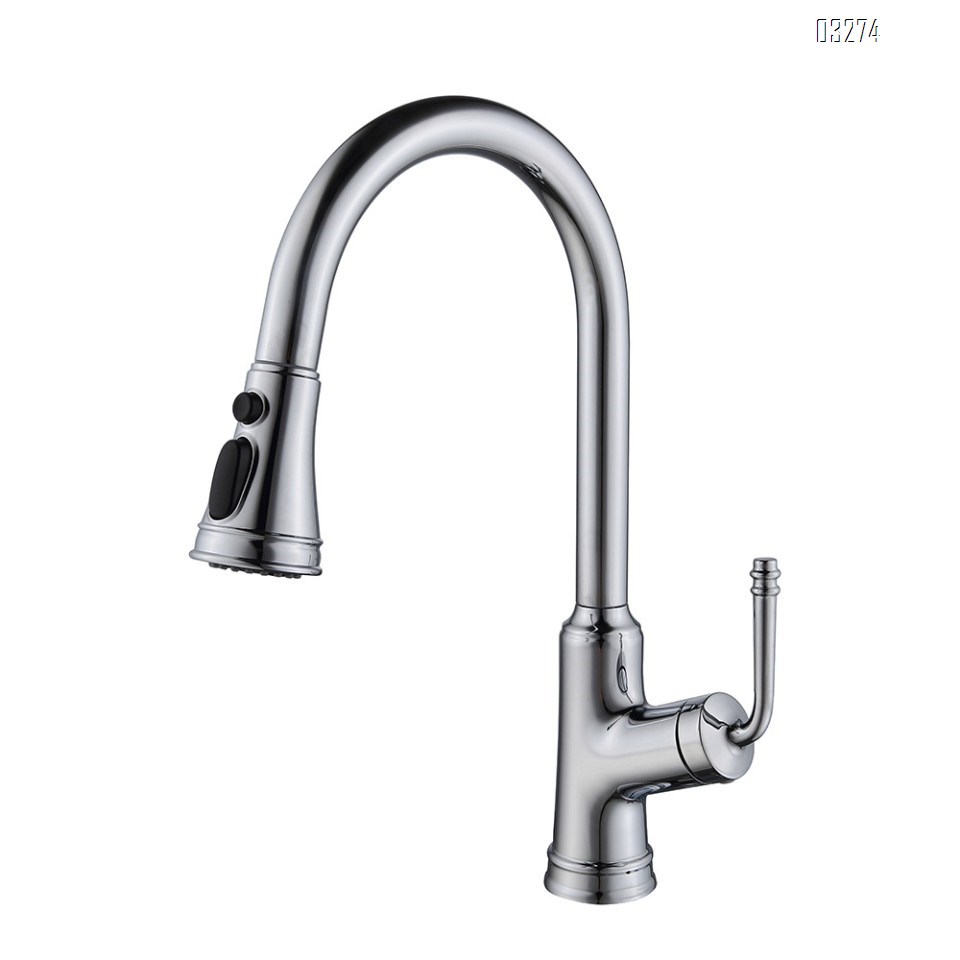 Kitchen Faucet  Single Handle Stainless Steel Chrome Pull Down Kitchen Sink Faucet with Pull Out Sprayerfor Farmhouse Laundry Rv