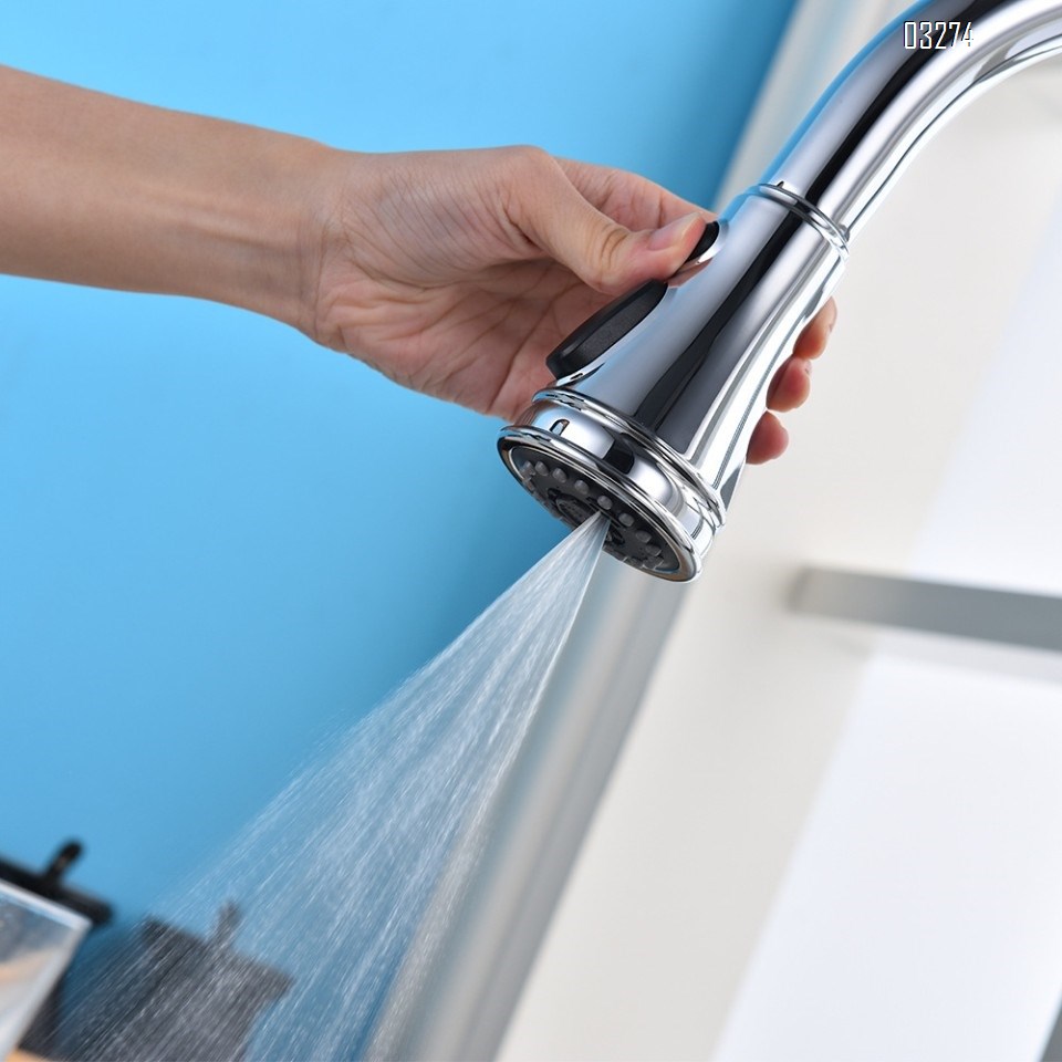 Kitchen Faucet  Single Handle Stainless Steel Chrome Pull Down Kitchen Sink Faucet with Pull Out Sprayerfor Farmhouse Laundry Rv