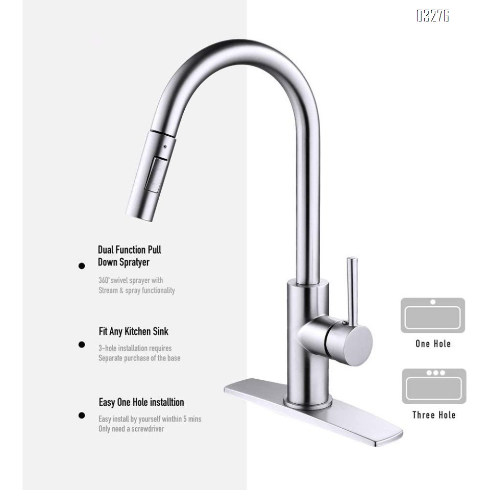 Kitchen Faucet with Dual Function Sprayer One-Handle Modern Kitchen Pulldown Faucet with  Power Clean Spray Technology