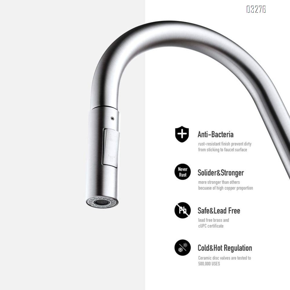 Kitchen Faucet with Dual Function Sprayer One-Handle Modern Kitchen Pulldown Faucet with  Power Clean Spray Technology