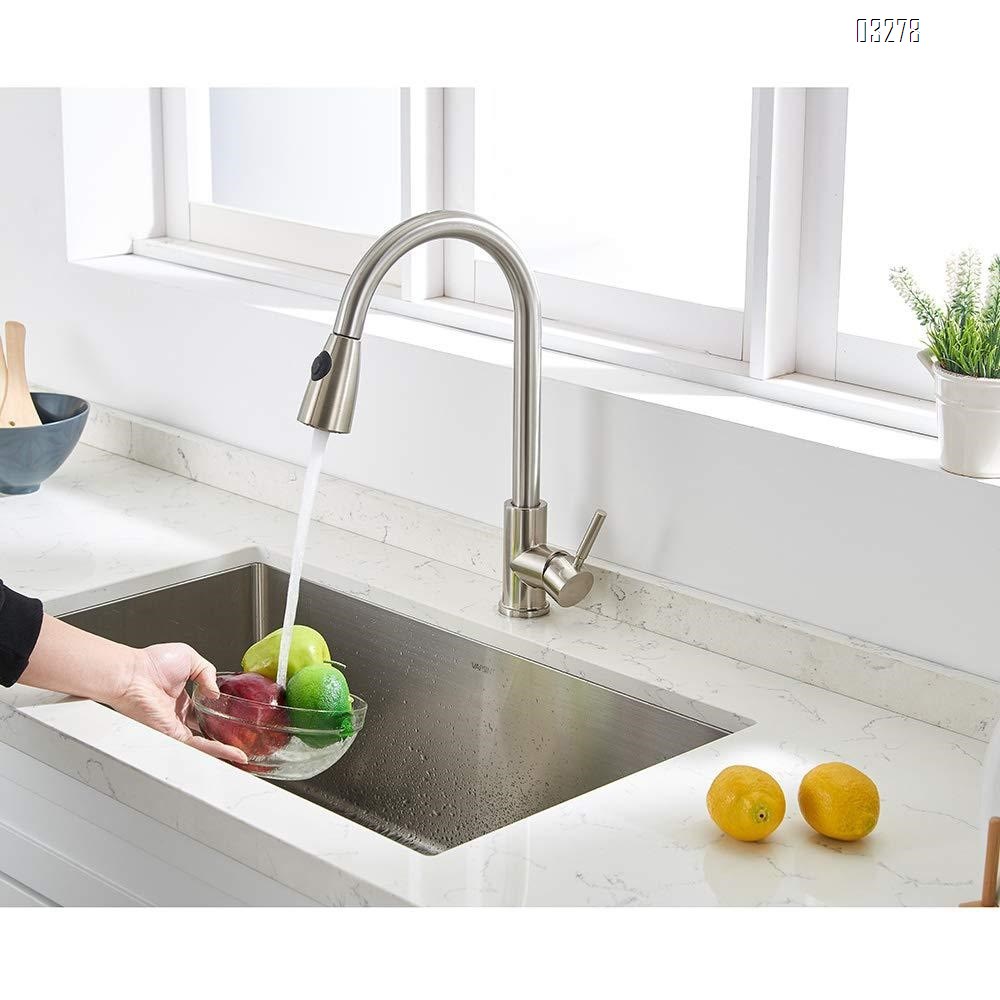 Kitchen Faucet Dual Spray Mode One Handle Pulldown Kitchen Sink Faucet 360° Rotatable with  Power Clean, Spot Resist Stainless