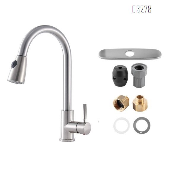 Kitchen Faucet Dual Spray Mode One Handle Pulldown Kitchen Sink Faucet 360° Rotatable with  Power Clean, Spot Resist Stainless