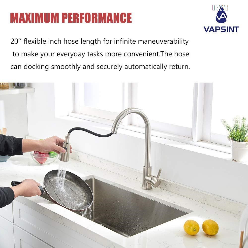 Kitchen Faucet Dual Spray Mode One Handle Pulldown Kitchen Sink Faucet 360° Rotatable with  Power Clean, Spot Resist Stainless
