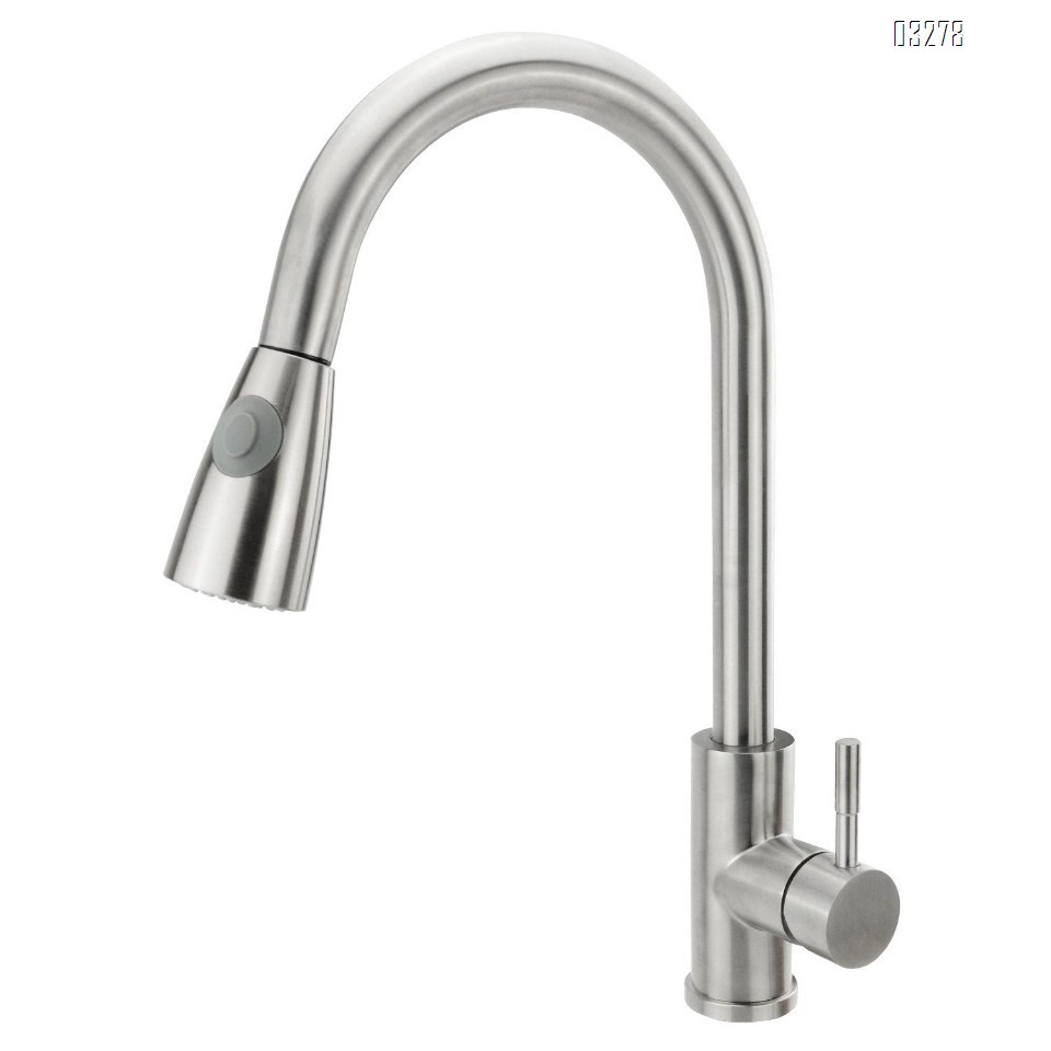 Kitchen Faucet Dual Spray Mode One Handle Pulldown Kitchen Sink Faucet 360° Rotatable with  Power Clean, Spot Resist Stainless