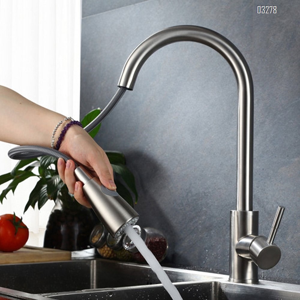 Kitchen Faucet Dual Spray Mode One Handle Pulldown Kitchen Sink Faucet 360° Rotatable with  Power Clean, Spot Resist Stainless