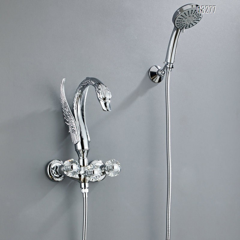 Full Brass swan-shaped art simple shower faucet set home rain hose spray head faucet shower set