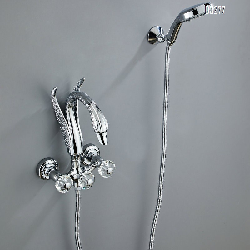 Full Brass swan-shaped art simple shower faucet set home rain hose spray head faucet shower set
