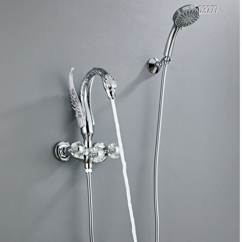 Full Brass swan-shaped art simple shower faucet set home rain hose spray head faucet shower set