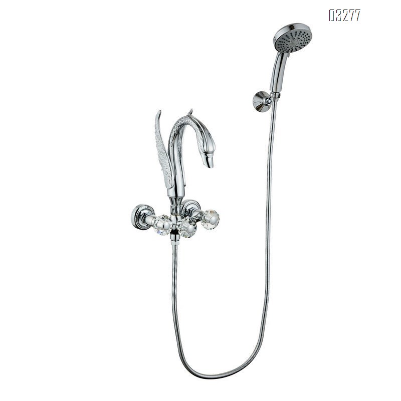 Full Brass swan-shaped art simple shower faucet set home rain hose spray head faucet shower set