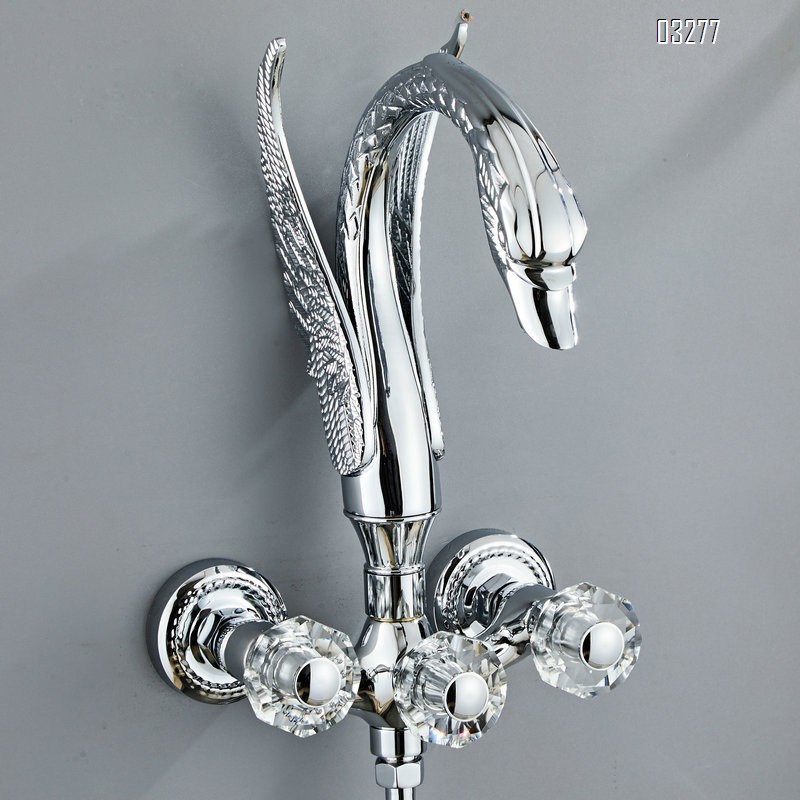 Full Brass swan-shaped art simple shower faucet set home rain hose spray head faucet shower set