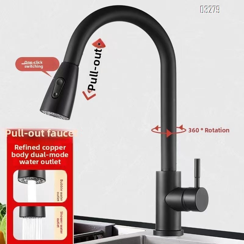 Modern Kitchen Faucets with 2 Modes and Pull Down Sprayer, Stainless Steel Single Handle 360° Swivel Kitchen Sink Faucets