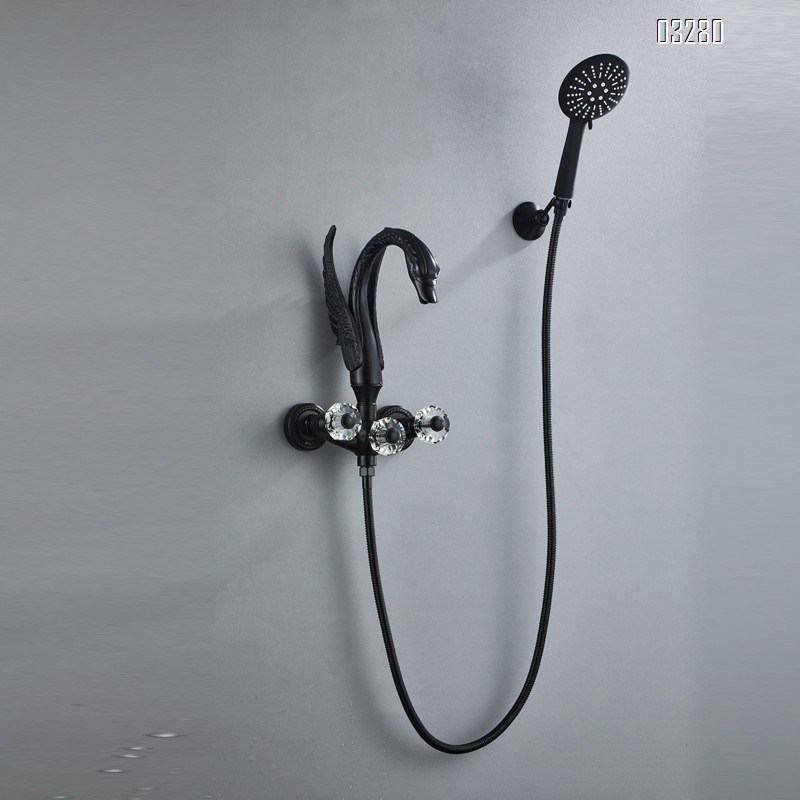 Gold Full Brass swan-shaped art simple shower faucet set home rain hose spray head faucet shower set